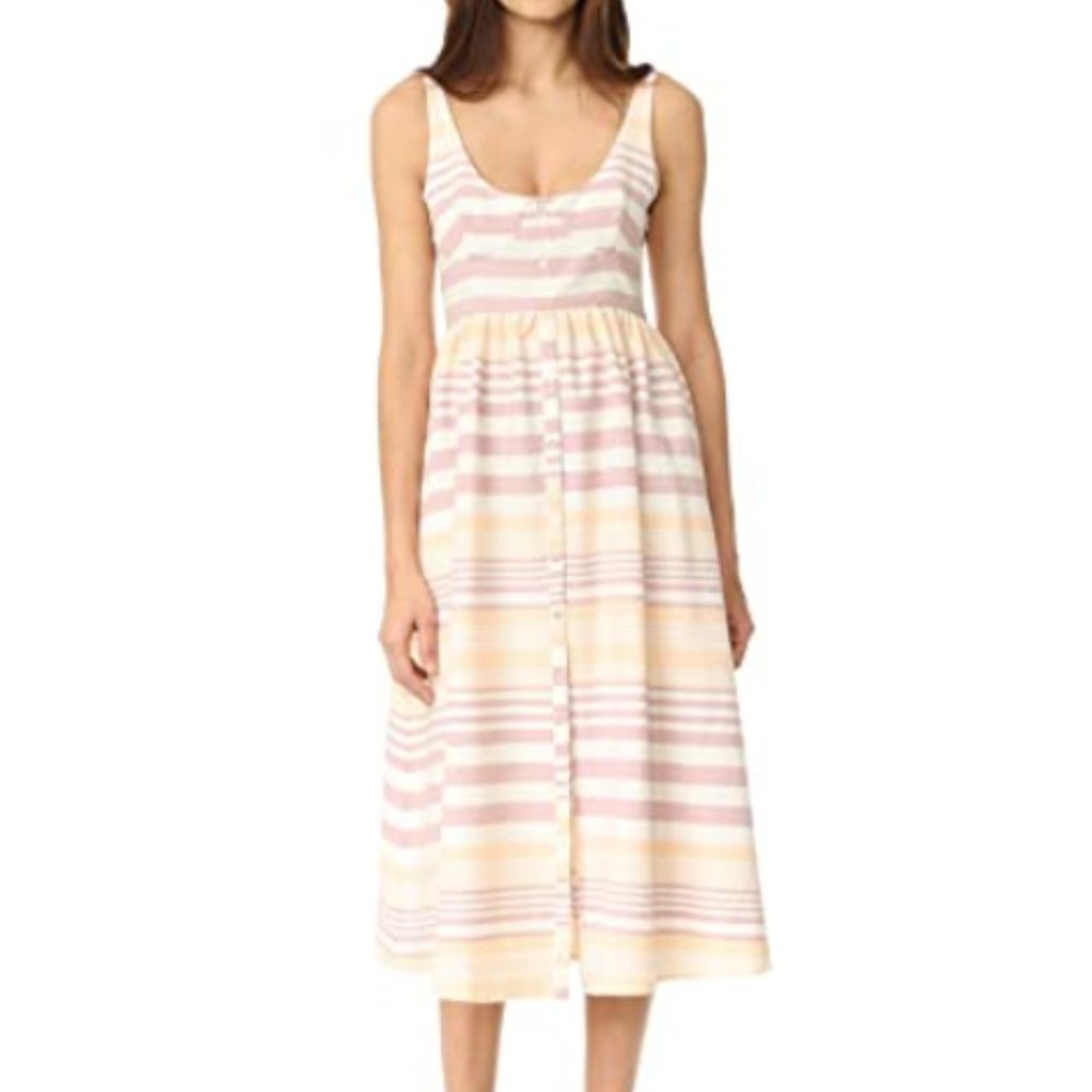 Mara Hoffman Sand Stripe Button Up Midi Dress